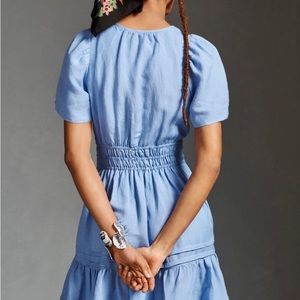 COPY - ANTHROPOLOGIE Somerset lavender linen (and viscose) mini dress/slit pock…